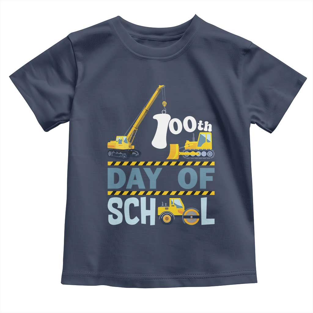 Funny 100TH Days Of School Construction Toddler T Shirt Vehicle Excavators TS11 Navy Print Your Wear