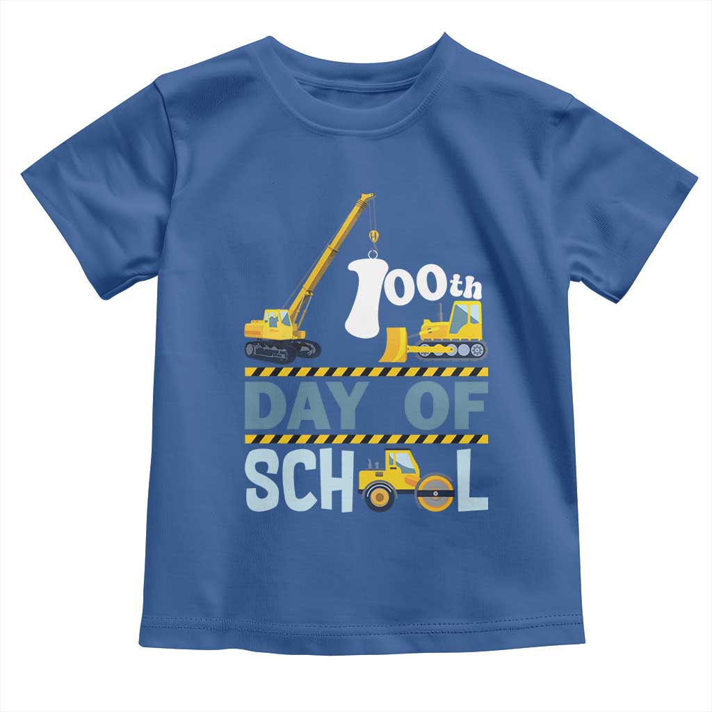 Funny 100TH Days Of School Construction Toddler T Shirt Vehicle Excavators TS11 Royal Blue Print Your Wear
