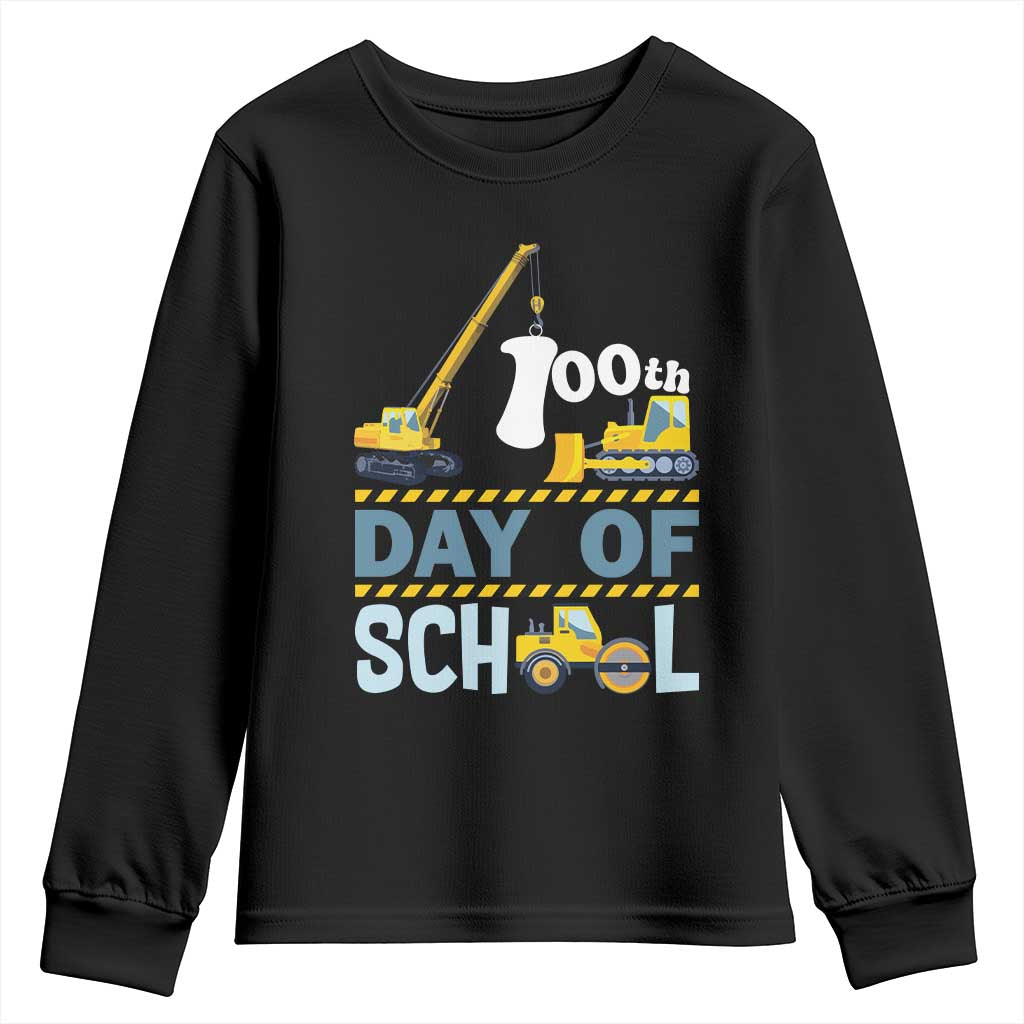Funny 100TH Days Of School Construction Youth Sweatshirt Vehicle Excavators TS11 Black Print Your Wear