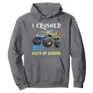 Funny I Crushed 100 Days Of School Hoodie Monster Truck 100th Day Of School TS11 Charcoal Print Your Wear