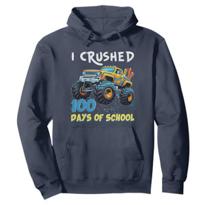 Funny I Crushed 100 Days Of School Hoodie Monster Truck 100th Day Of School TS11 Navy Print Your Wear