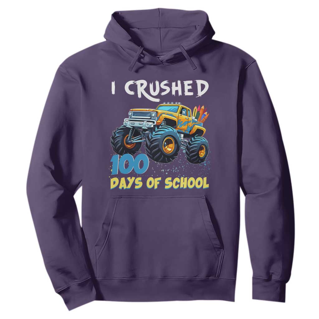 Funny I Crushed 100 Days Of School Hoodie Monster Truck 100th Day Of School TS11 Purple Print Your Wear