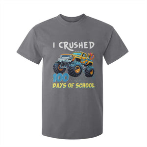 Funny I Crushed 100 Days Of School T Shirt For Kid Monster Truck 100th Day Of School TS11 Charcoal Print Your Wear