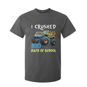 Funny I Crushed 100 Days Of School T Shirt For Kid Monster Truck 100th Day Of School TS11 Dark Heather Print Your Wear