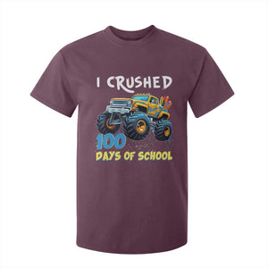 Funny I Crushed 100 Days Of School T Shirt For Kid Monster Truck 100th Day Of School TS11 Maroon Print Your Wear