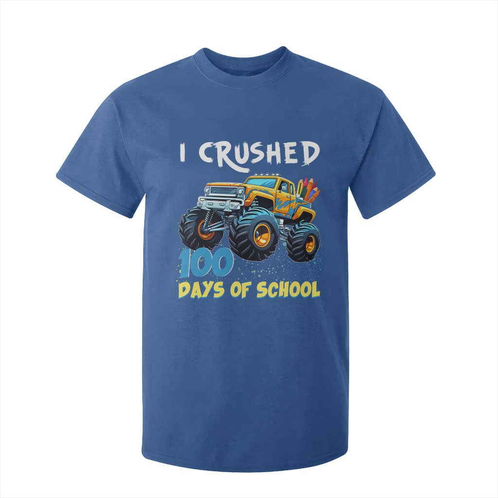 Funny I Crushed 100 Days Of School T Shirt For Kid Monster Truck 100th Day Of School TS11 Royal Blue Print Your Wear