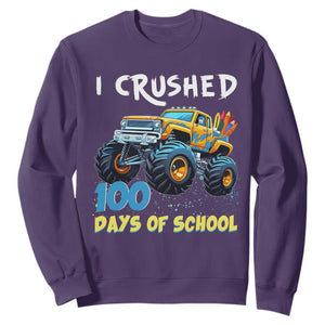 Funny I Crushed 100 Days Of School Sweatshirt Monster Truck 100th Day Of School TS11 Purple Print Your Wear