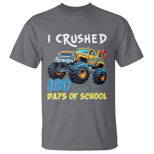 Funny I Crushed 100 Days Of School T Shirt Monster Truck 100th Day Of School TS11 Charcoal Print Your Wear