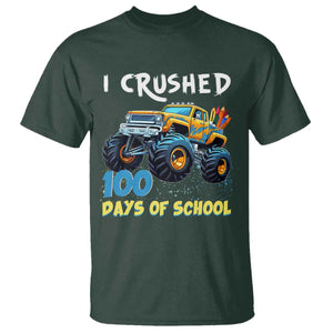 Funny I Crushed 100 Days Of School T Shirt Monster Truck 100th Day Of School TS11 Dark Forest Green Print Your Wear