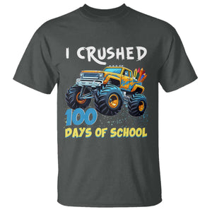 Funny I Crushed 100 Days Of School T Shirt Monster Truck 100th Day Of School TS11 Dark Heather Print Your Wear