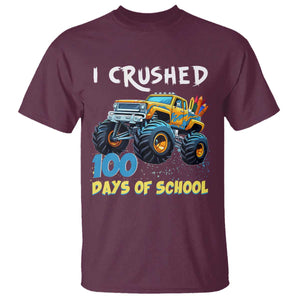 Funny I Crushed 100 Days Of School T Shirt Monster Truck 100th Day Of School TS11 Maroon Print Your Wear