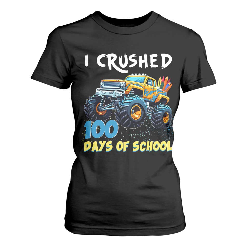 Funny I Crushed 100 Days Of School T Shirt For Women Monster Truck 100th Day Of School TS11 Black Print Your Wear