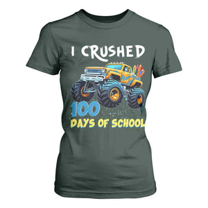 Funny I Crushed 100 Days Of School T Shirt For Women Monster Truck 100th Day Of School TS11 Dark Forest Green Print Your Wear
