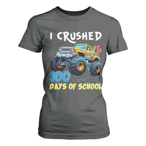 Funny I Crushed 100 Days Of School T Shirt For Women Monster Truck 100th Day Of School TS11 Dark Heather Print Your Wear