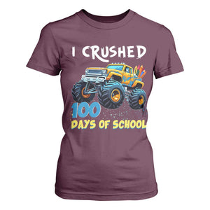 Funny I Crushed 100 Days Of School T Shirt For Women Monster Truck 100th Day Of School TS11 Maroon Print Your Wear