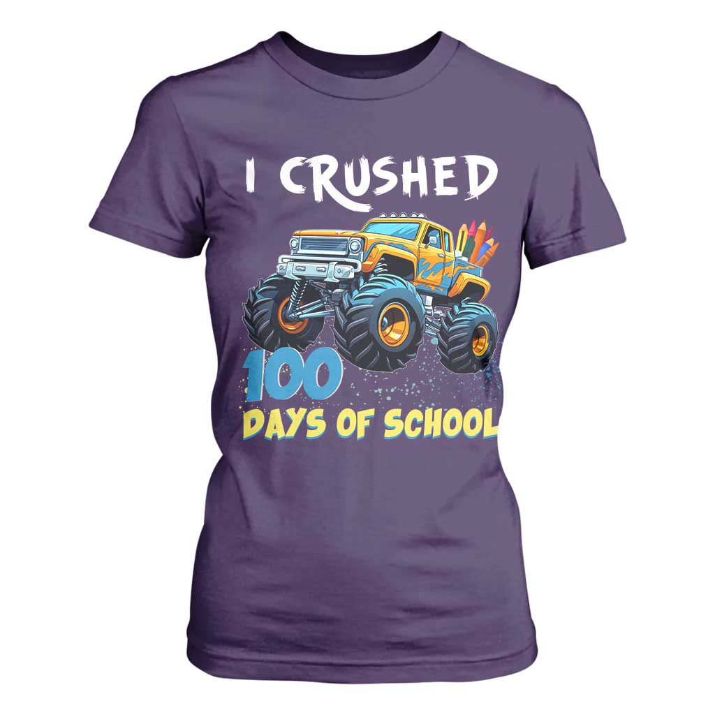 Funny I Crushed 100 Days Of School T Shirt For Women Monster Truck 100th Day Of School TS11 Purple Print Your Wear