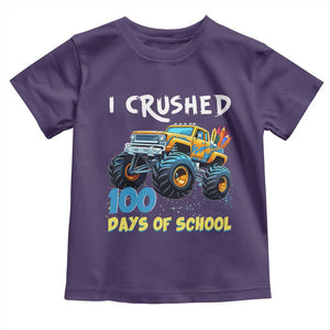 Funny I Crushed 100 Days Of School Toddler T Shirt Monster Truck 100th Day Of School TS11 Purple Print Your Wear