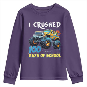Funny I Crushed 100 Days Of School Youth Sweatshirt Monster Truck 100th Day Of School TS11 Purple Print Your Wear