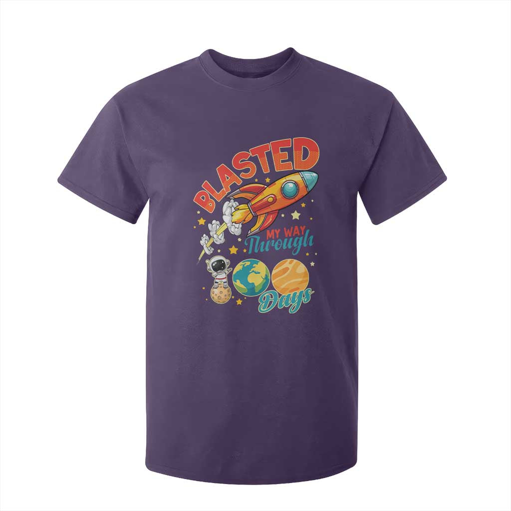 Funny Blasted My Way Through 100 Days T Shirt For Kid 100 Days Of School TS11 Purple Print Your Wear