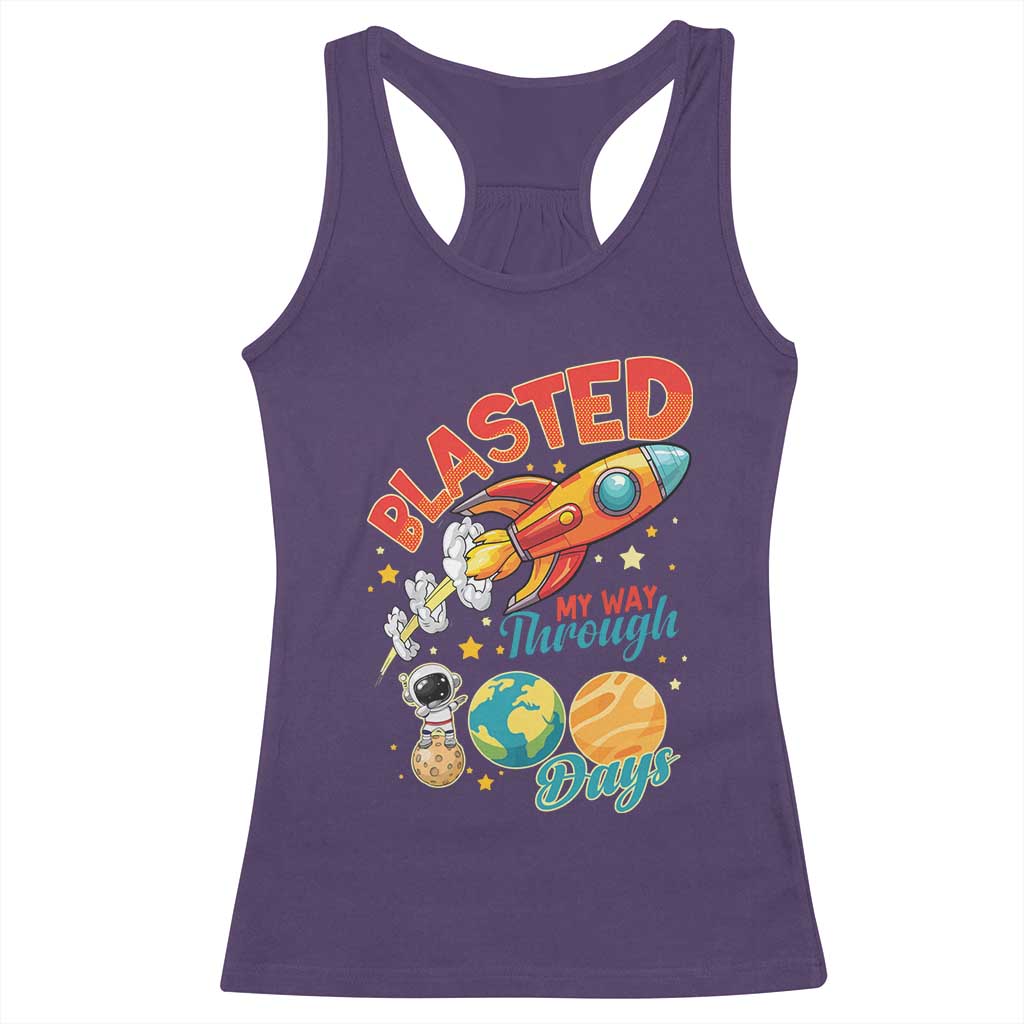 Funny Blasted My Way Through 100 Days Racerback Tank Top 100 Days Of School TS11 Purple Print Your Wear