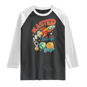 Funny Blasted My Way Through 100 Days Raglan Shirt 100 Days Of School TS11 Black White Print Your Wear