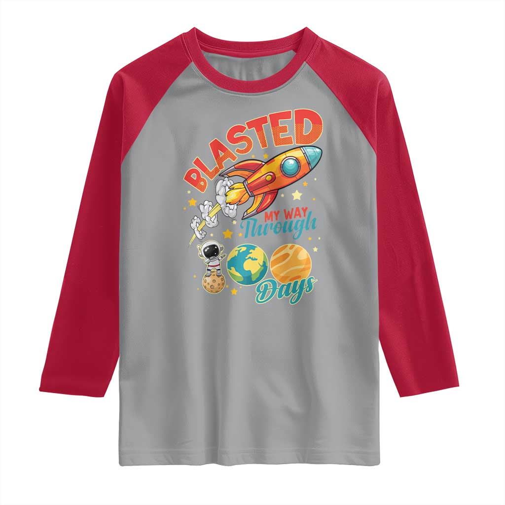 Funny Blasted My Way Through 100 Days Raglan Shirt 100 Days Of School TS11 Sport Gray Red Print Your Wear