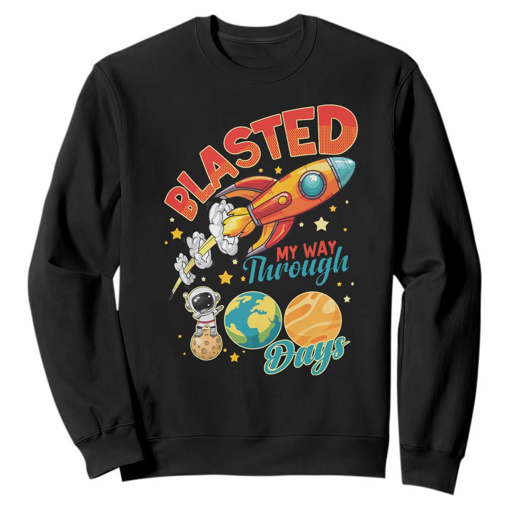 Funny Blasted My Way Through 100 Days Sweatshirt 100 Days Of School TS11 Black Print Your Wear