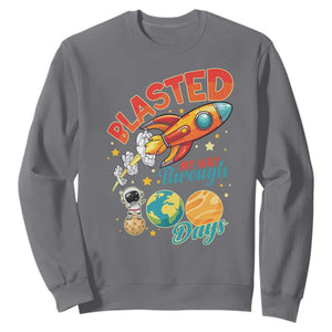 Funny Blasted My Way Through 100 Days Sweatshirt 100 Days Of School TS11 Charcoal Print Your Wear