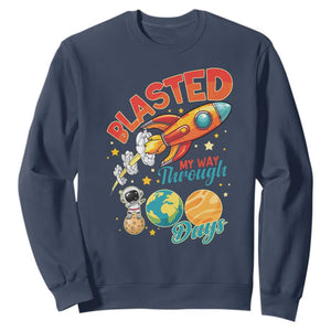 Funny Blasted My Way Through 100 Days Sweatshirt 100 Days Of School TS11 Navy Print Your Wear