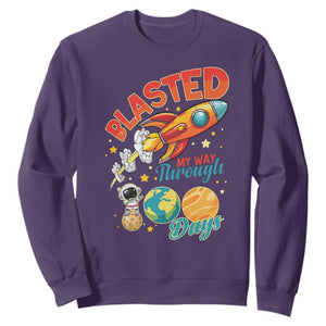 Funny Blasted My Way Through 100 Days Sweatshirt 100 Days Of School TS11 Purple Print Your Wear