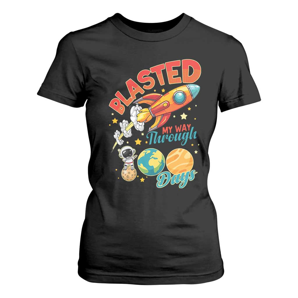 Funny Blasted My Way Through 100 Days T Shirt For Women 100 Days Of School TS11 Black Print Your Wear