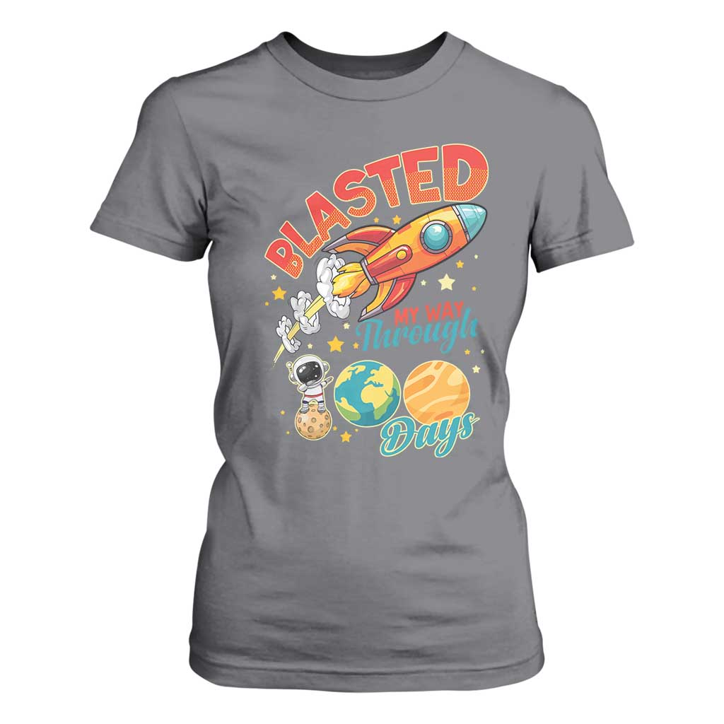 Funny Blasted My Way Through 100 Days T Shirt For Women 100 Days Of School TS11 Charcoal Print Your Wear