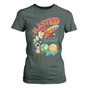 Funny Blasted My Way Through 100 Days T Shirt For Women 100 Days Of School TS11 Dark Forest Green Print Your Wear