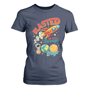 Funny Blasted My Way Through 100 Days T Shirt For Women 100 Days Of School TS11 Navy Print Your Wear
