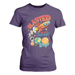 Funny Blasted My Way Through 100 Days T Shirt For Women 100 Days Of School TS11 Purple Print Your Wear
