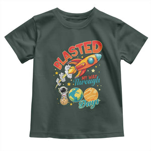 Funny Blasted My Way Through 100 Days Toddler T Shirt 100 Days Of School TS11 Dark Forest Green Print Your Wear