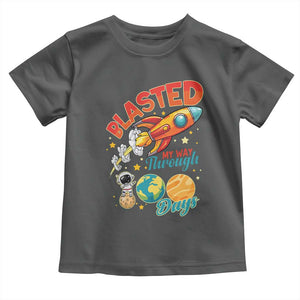 Funny Blasted My Way Through 100 Days Toddler T Shirt 100 Days Of School TS11 Dark Heather Print Your Wear