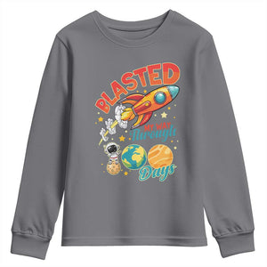 Funny Blasted My Way Through 100 Days Youth Sweatshirt 100 Days Of School TS11 Charcoal Print Your Wear