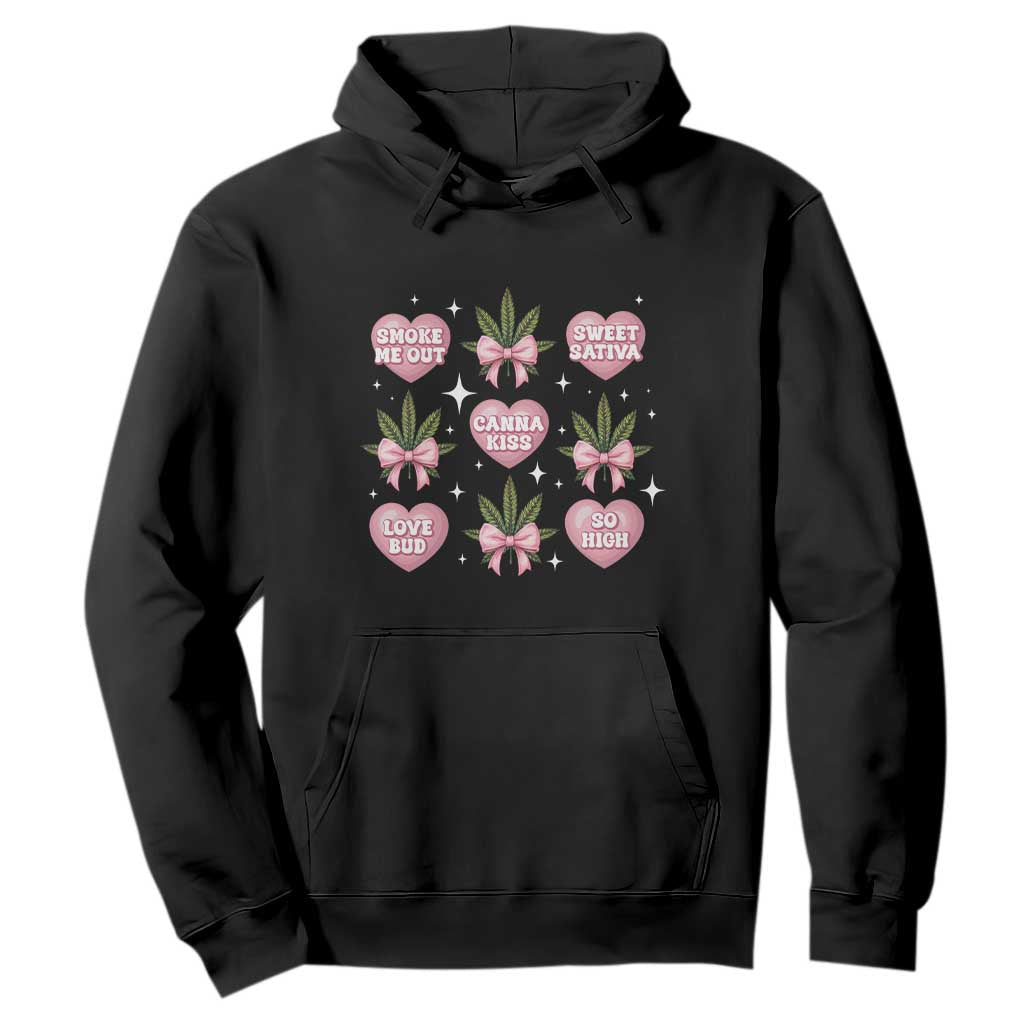 Funny Valentine's Day Weed Cannabis Marijuana Hearts Coquette Hoodie TS11 Black Print Your Wear