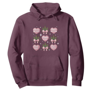Funny Valentine's Day Weed Cannabis Marijuana Hearts Coquette Hoodie TS11 Maroon Print Your Wear
