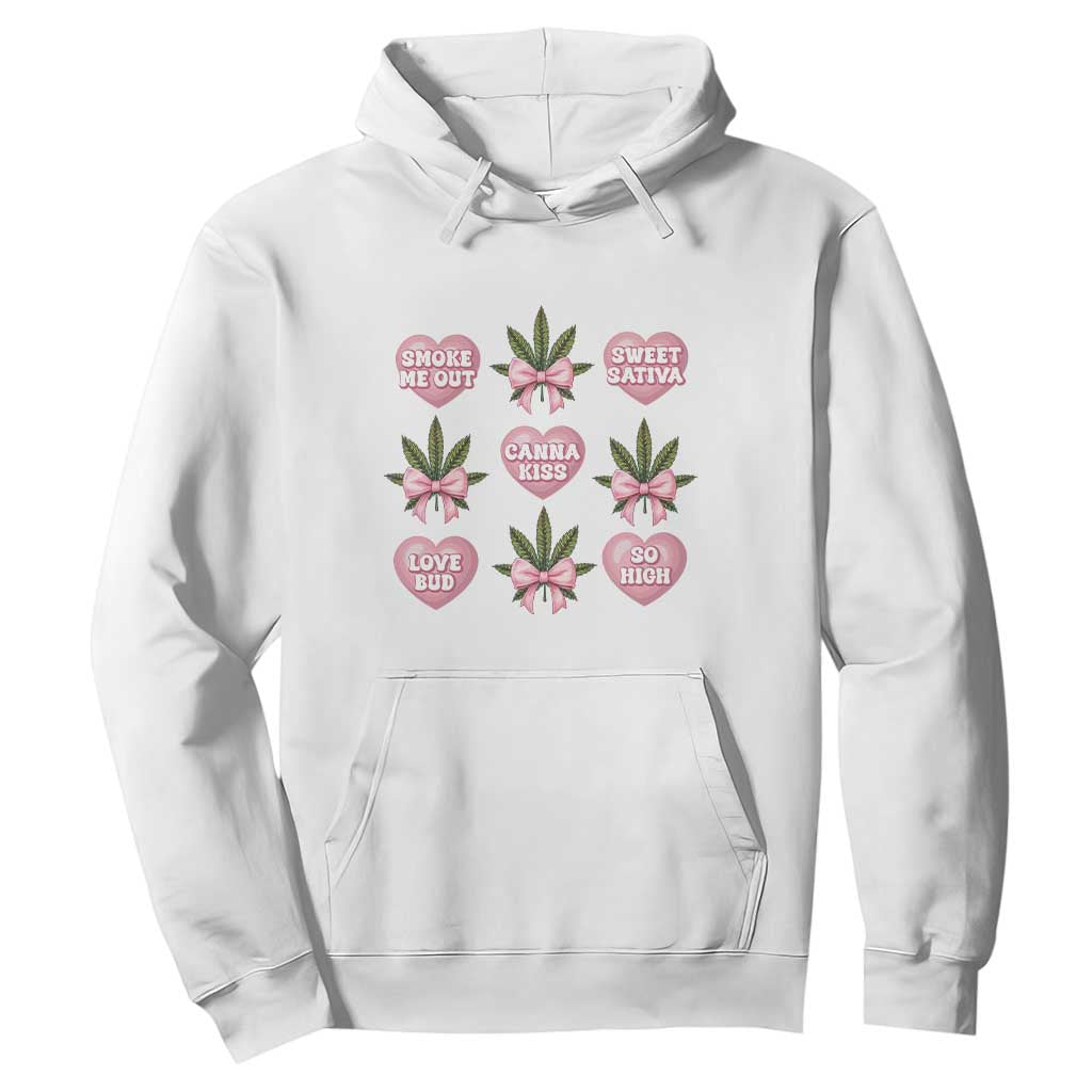 Funny Valentine's Day Weed Cannabis Marijuana Hearts Coquette Hoodie TS11 White Print Your Wear