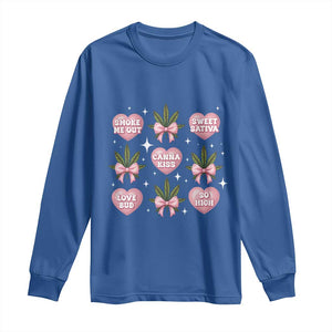Funny Valentine's Day Weed Cannabis Marijuana Hearts Coquette Long Sleeve Shirt TS11 Royal Blue Print Your Wear