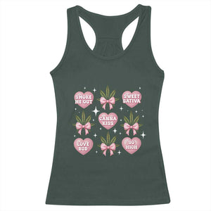 Funny Valentine's Day Weed Cannabis Marijuana Hearts Coquette Racerback Tank Top TS11 Dark Forest Green Print Your Wear