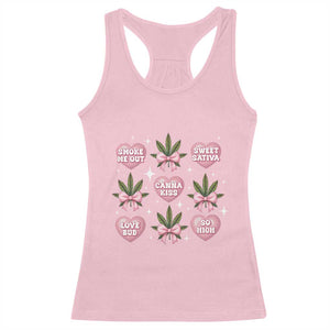 Funny Valentine's Day Weed Cannabis Marijuana Hearts Coquette Racerback Tank Top TS11 Light Pink Print Your Wear