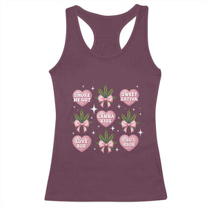 Funny Valentine's Day Weed Cannabis Marijuana Hearts Coquette Racerback Tank Top TS11 Maroon Print Your Wear