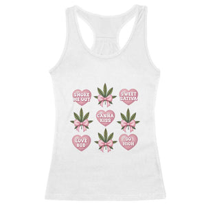 Funny Valentine's Day Weed Cannabis Marijuana Hearts Coquette Racerback Tank Top TS11 White Print Your Wear