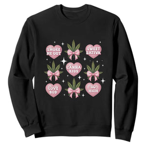 Funny Valentine's Day Weed Cannabis Marijuana Hearts Coquette Sweatshirt TS11 Black Print Your Wear
