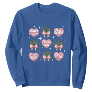 Funny Valentine's Day Weed Cannabis Marijuana Hearts Coquette Sweatshirt TS11 Royal Blue Print Your Wear