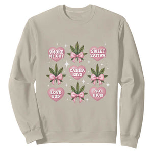 Funny Valentine's Day Weed Cannabis Marijuana Hearts Coquette Sweatshirt TS11 Sand Print Your Wear