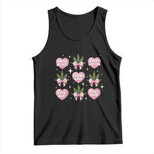 Funny Valentine's Day Weed Cannabis Marijuana Hearts Coquette Tank Top TS11 Black Print Your Wear